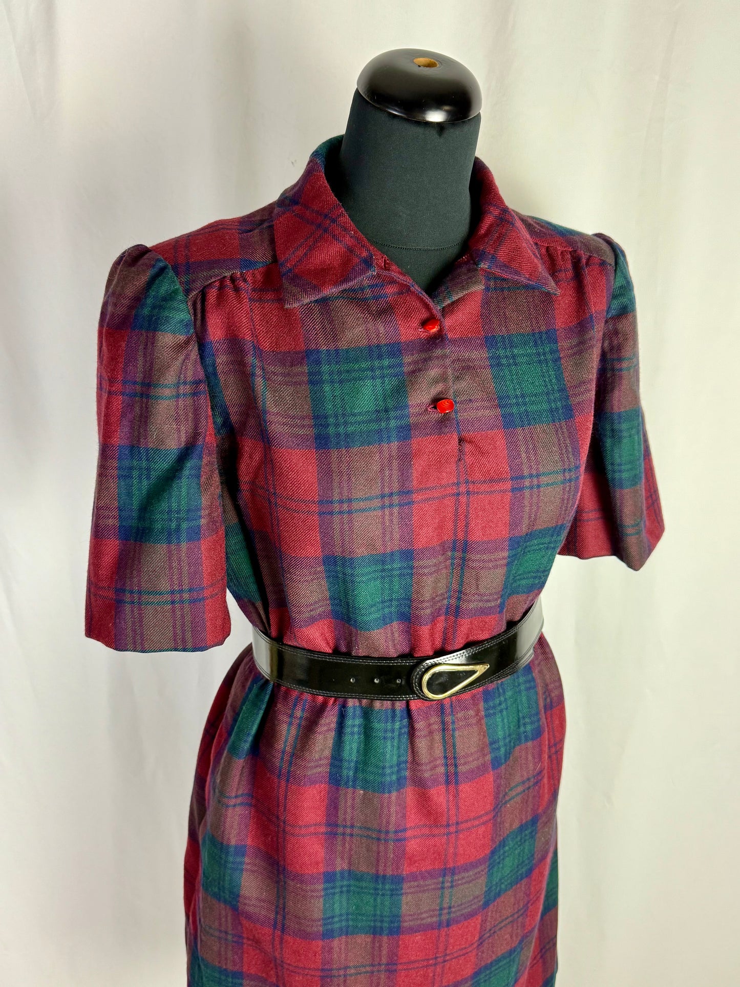 Abito anni ‘80 in lana tartan - TG. 44