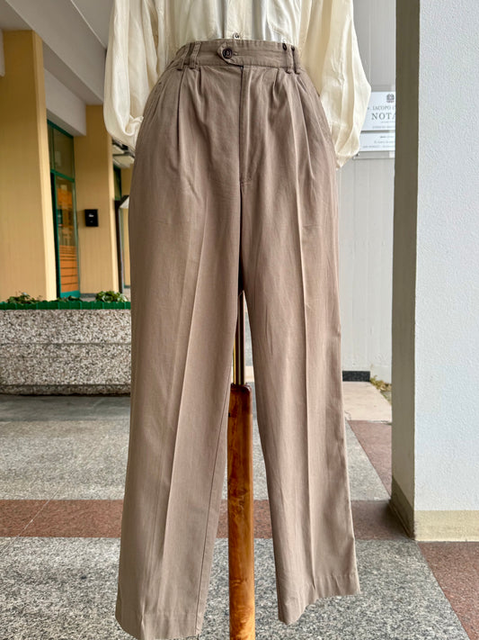 Pantaloni con pieghe cachi - TG. 44/46