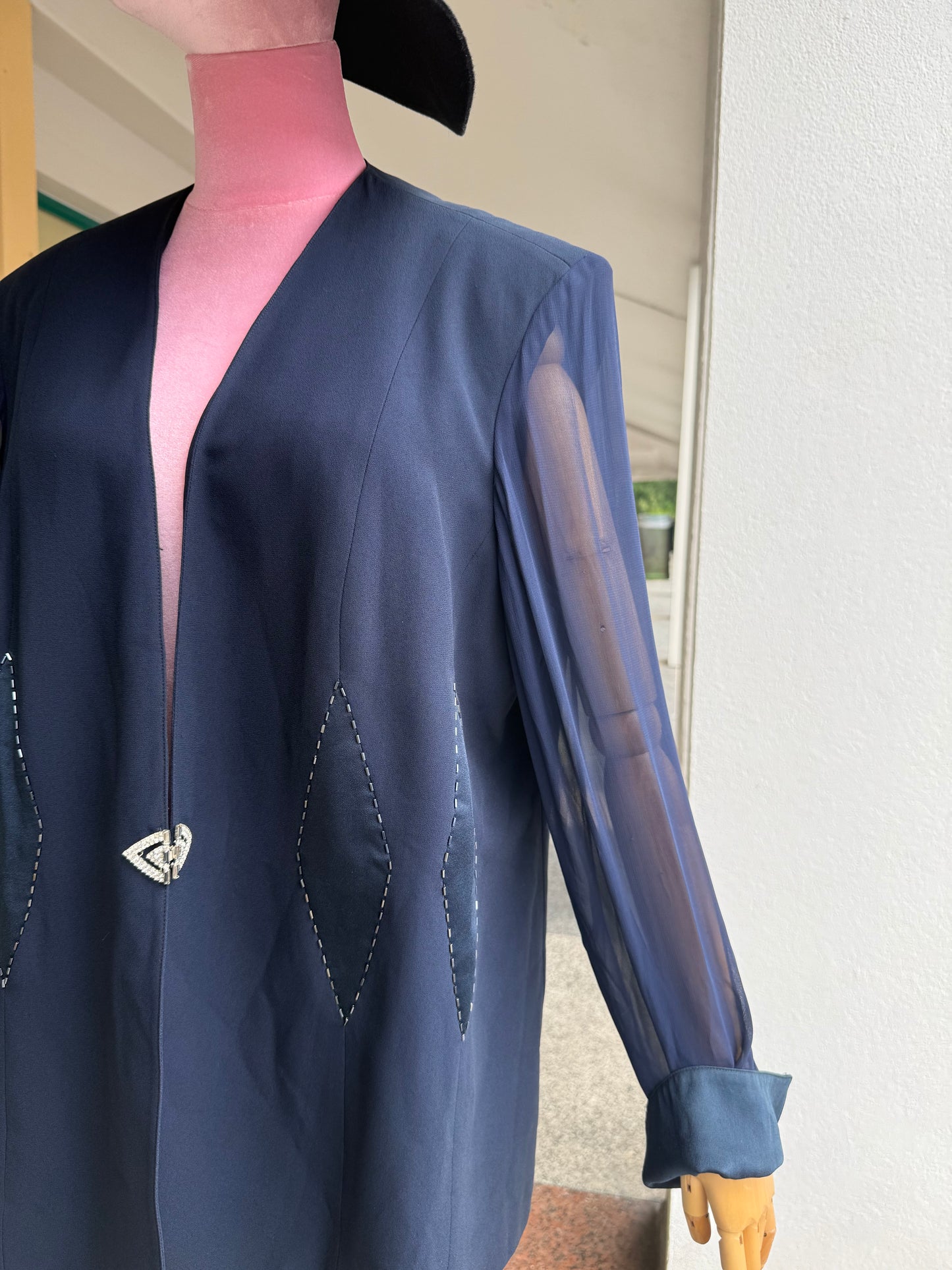 Giacca elegante blu in crepe - TG. 50/52
