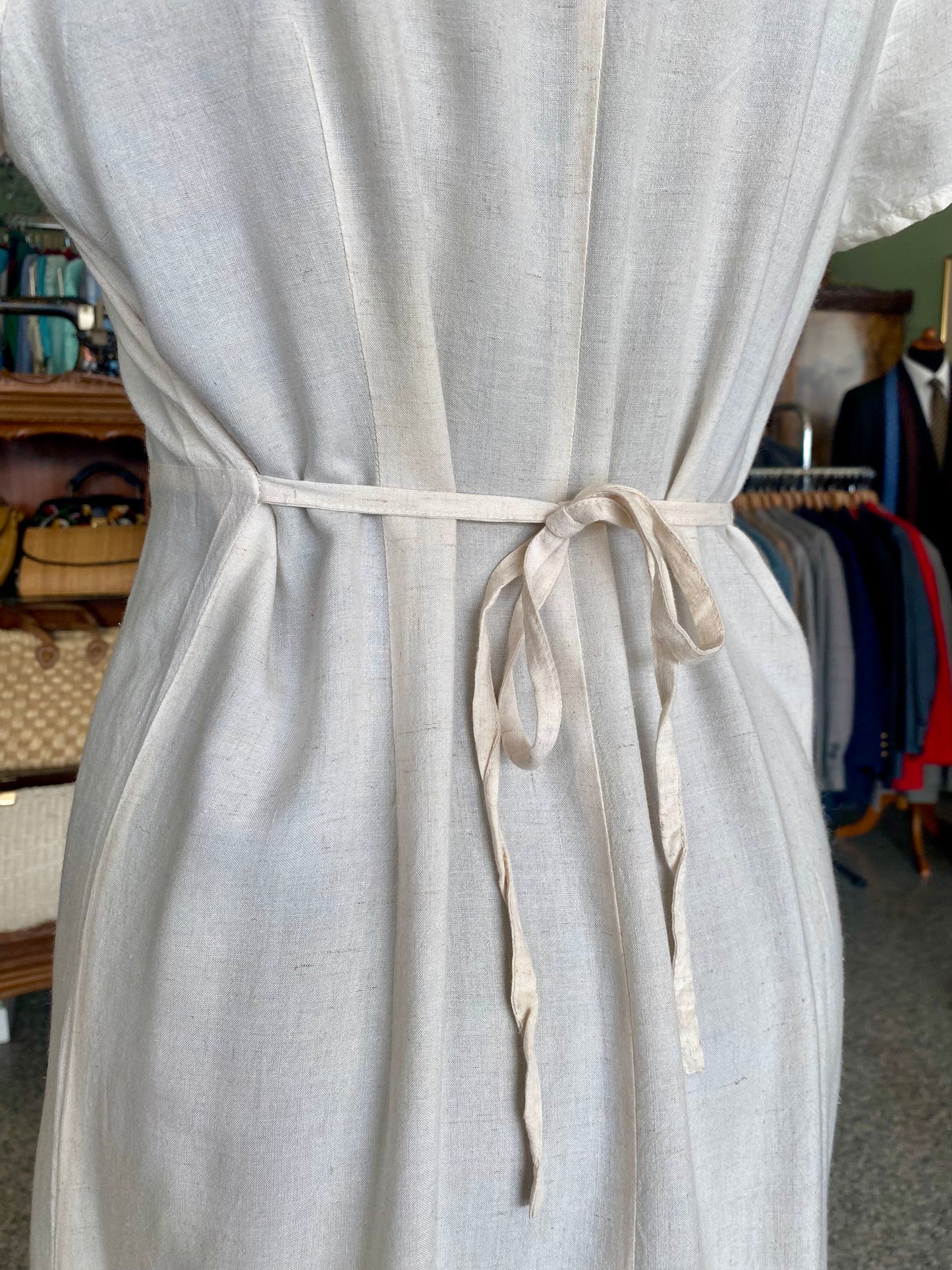 Abito color burro in lino misto cotone - TG. 40/42