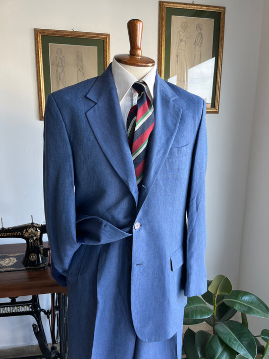 Completo puro lino colore blu