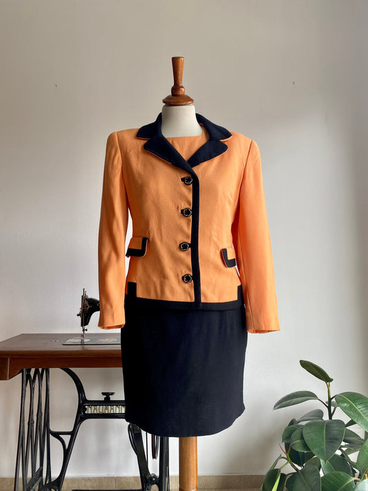 Tailleur anni ‘80 arancio e nero - TG. 42