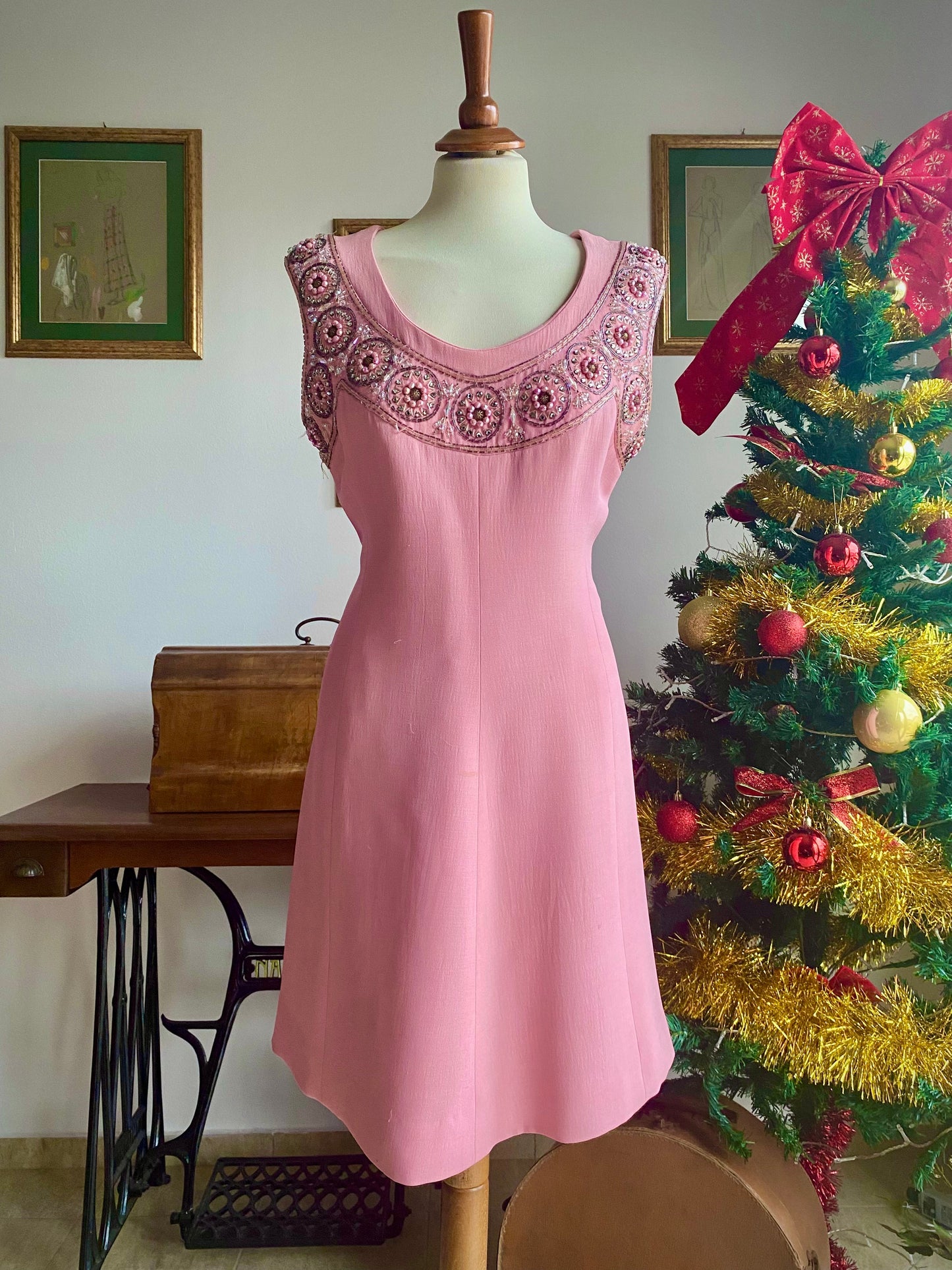 1960s pink cocktail dress